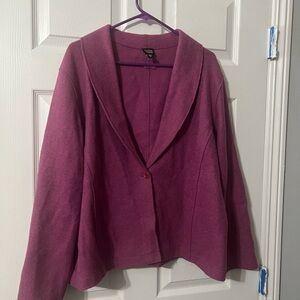 Eileen Fisher boiled wool blazer jacket in pink.